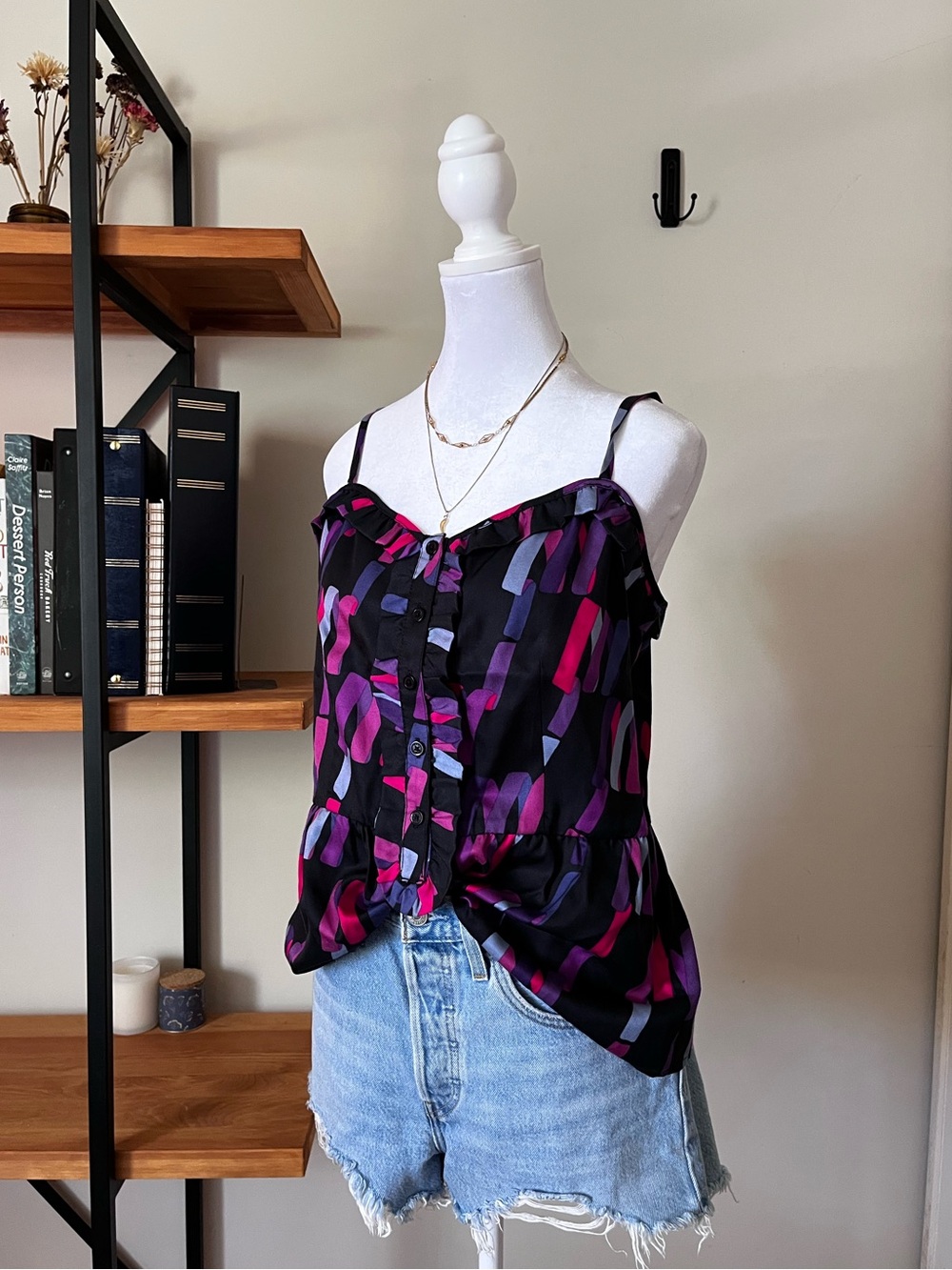 Marc by Marc Jacobs Printed Ruffle Tank in Deep Navy Multi US 8 $275